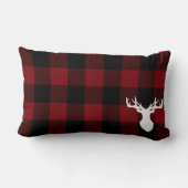 赤パーソナライズされた素朴と黒のバッファローのチェック ランバークッション (裏面)