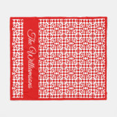 赤パーソナライズされた素朴クリスマス幾何学キルト フリースブランケット (正面(横))