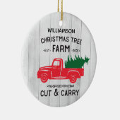 赤パーソナライズされた素朴ヴィンテージトラック セラミックオーナメント (右)