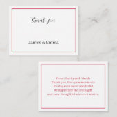 赤パーソナライズされた結婚ありがとう ノートカード (正面/裏面)