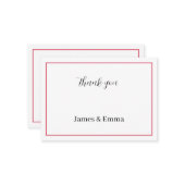 赤パーソナライズされた結婚ありがとう ノートカード (正面/裏面インサイチュ)