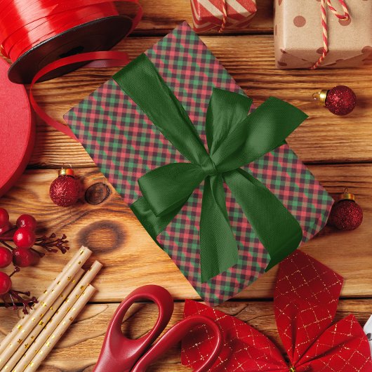 赤パーソナライズされた緑の格子状タータンチェックゴルフタオル ゴルフタオル