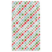 赤パーソナライズされた緑の青い水玉模様 スモールペーパーバッグ (裏面)