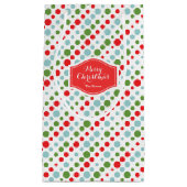 赤パーソナライズされた緑の青い水玉模様 スモールペーパーバッグ (正面)