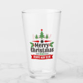 赤パーソナライズされた緑メリークリスマスタイポグラフィ タンブラーグラス (正面)