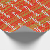 赤パーソナライズされた緑金ゴールドストライプの ラッピングペーパー (角)