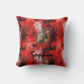 赤パーソナライズされた背中の抽象芸術枕。 クッション (正面)