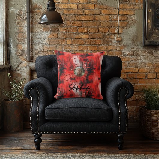 赤パーソナライズされた背中の抽象芸術枕。 クッション