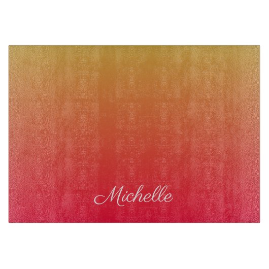 赤パーソナライズされた色と黄グラデーション色 カッティングボード (正面)