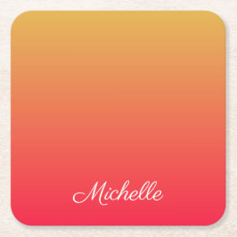 赤パーソナライズされた色と黄グラデーション色 スクエアペーパーコースター