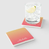 赤パーソナライズされた色と黄グラデーション色 ストーンコースター (横)