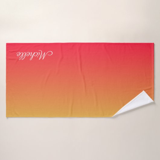 赤パーソナライズされた色と黄グラデーション色 バスタオル (バスタオル)