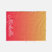 赤パーソナライズされた色と黄グラデーション色 フリースブランケット (正面(横))