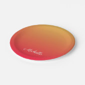 赤パーソナライズされた色と黄グラデーション色 ペーパープレート (アングル)