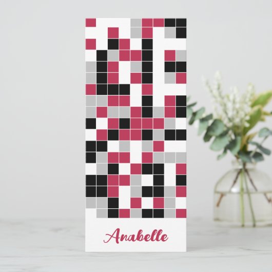 赤パーソナライズされた色の幾何学的ブックマーク (スタンド正面)