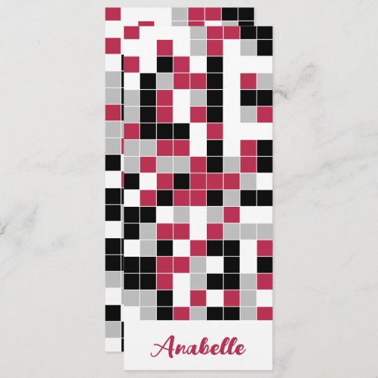 赤パーソナライズされた色の幾何学的ブックマーク (正面/裏面)