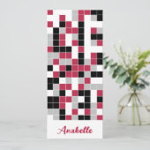 赤パーソナライズされた色の幾何学的ブックマーク (スタンド正面)