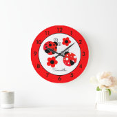 赤パーソナライズされた色ラディブグ ラージ壁時計 (ホーム)