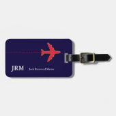 赤パーソナライズされた色飛行機 ラゲッジタグ (正面横)