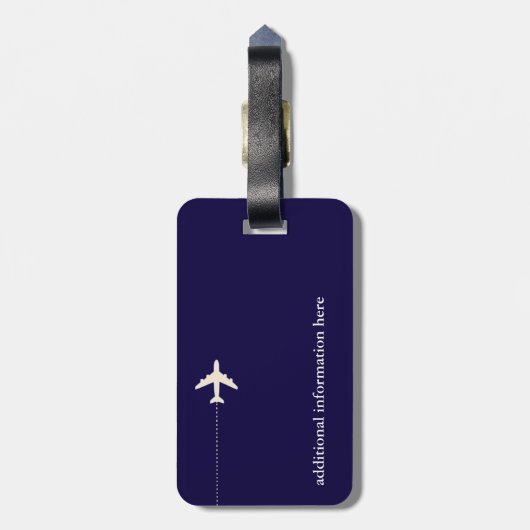 赤パーソナライズされた色飛行機 ラゲッジタグ (裏面縦)