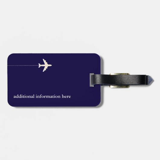 赤パーソナライズされた色飛行機 ラゲッジタグ (裏面横)