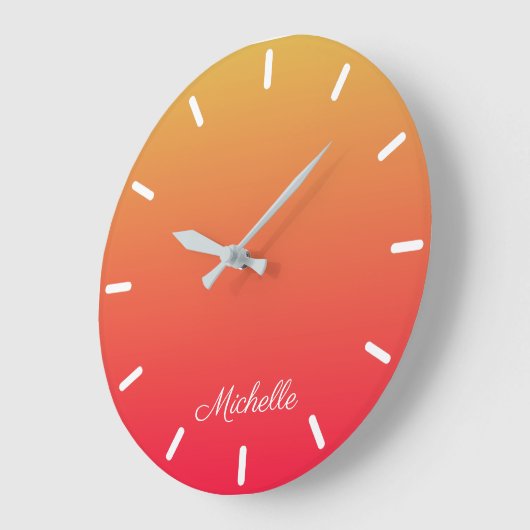 赤パーソナライズされた色黄グラデーション色 ラージ壁時計 (傾斜)