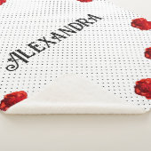 赤パーソナライズされた花水玉模様 シェルパブランケット (3/4)