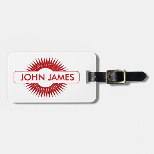 赤パーソナライズされた芽球 ラゲッジタグ (正面横)