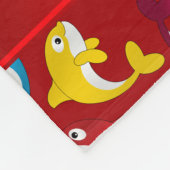 赤パーソナライズされた虹のクジラ名 フリースブランケット (角)