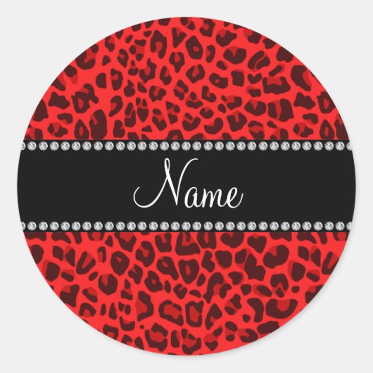 赤パーソナライズされた豹の模様 ラウンドシール (正面)