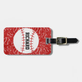 赤パーソナライズされた野球柄 ラゲッジタグ (正面横)