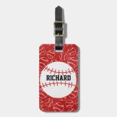 赤パーソナライズされた野球柄 ラゲッジタグ (正面縦)