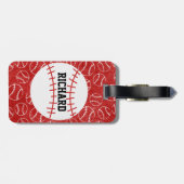 赤パーソナライズされた野球柄 ラゲッジタグ (裏面横)