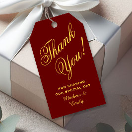 赤パーソナライズされた金ゴールドサンキュー結婚式の引き出物 ギフトタグ
