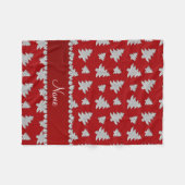 赤パーソナライズされた銀のクリスマスツリー フリースブランケット (正面(横))