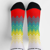 赤パーソナライズされた青イエローシックユニークパターン ソックス (上部)