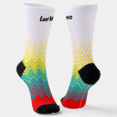 赤パーソナライズされた青イエローシックユニークパターン ソックス (傾斜あり)