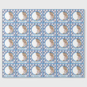 赤パーソナライズされた青ベビーフォトラッピング紙 ラッピングペーパー (フラット)