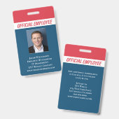 赤パーソナライズされた青写真ID従業員 バッジ (正面＆裏面)