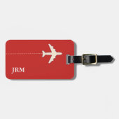 赤パーソナライズされた飛行機 ラゲッジタグ (正面横)