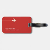 赤パーソナライズされた飛行機 ラゲッジタグ (裏面横)