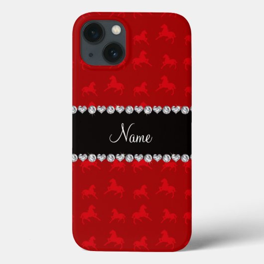 赤パーソナライズされた馬の模様 Case-Mate iPhoneケース (裏面)