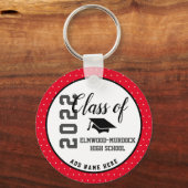 赤パーソナライズされた高校高等学校2023年 キーホルダー (正面)