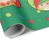 赤パーソナライズされた髪ガール小妖精や小人 ラッピングペーパー (ロールコーナー)