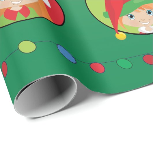 赤パーソナライズされた髪ガール小妖精や小人 ラッピングペーパー (ロールコーナー)