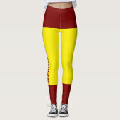 赤パーソナライズされた鮮やかな黄色のストライプレトロ レギンス (正面)