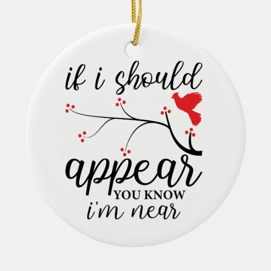 赤パーソナライズされた鳥記念写真クリスマス セラミックオーナメント (正面)