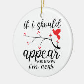 赤パーソナライズされた鳥記念写真クリスマス セラミックオーナメント (左)