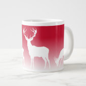 赤パーソナライズされた鹿 ジャンボコーヒーマグカップ (正面右)