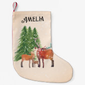 赤パーソナライズされた鹿 スモールクリスマスストッキング (正面)